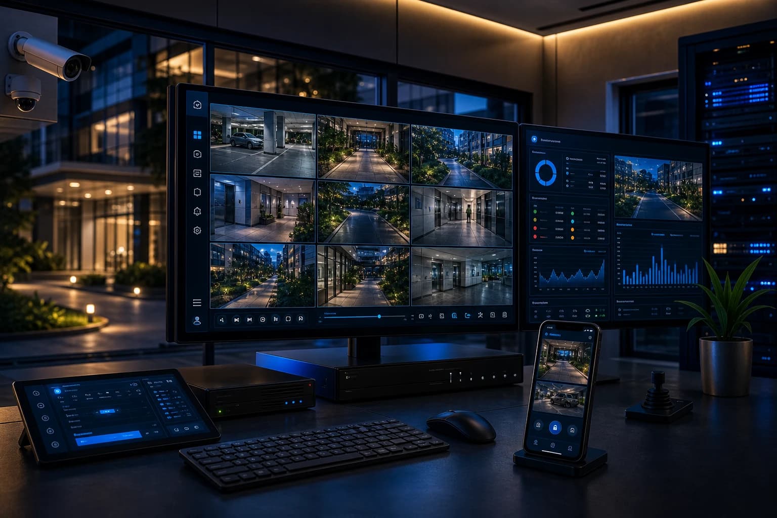 Software de monitoramento CFTV com dashboard, visualização ao vivo, alertas, playback e gestão de câmeras.